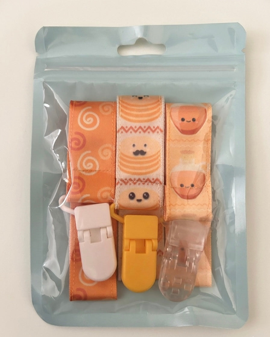 Pancake Mania Pacifier Clip 3 Pack