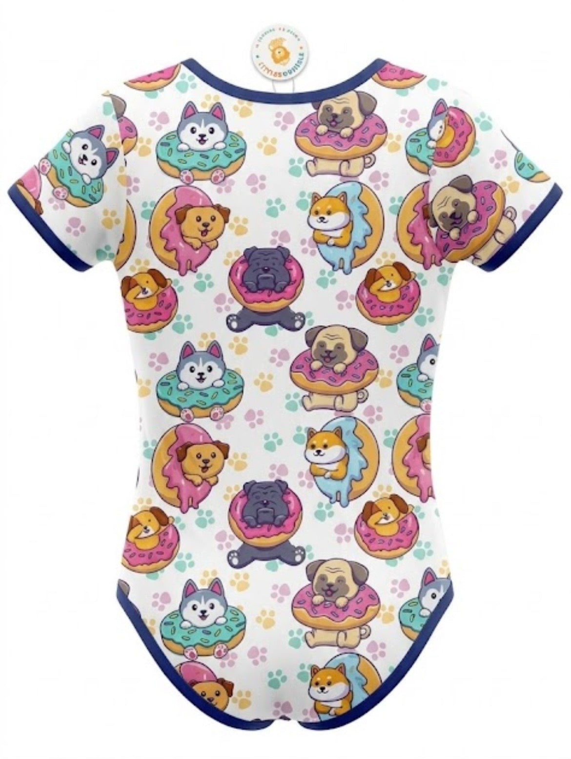Doggies 'n' Donuts Short Sleeve Adult Onesie